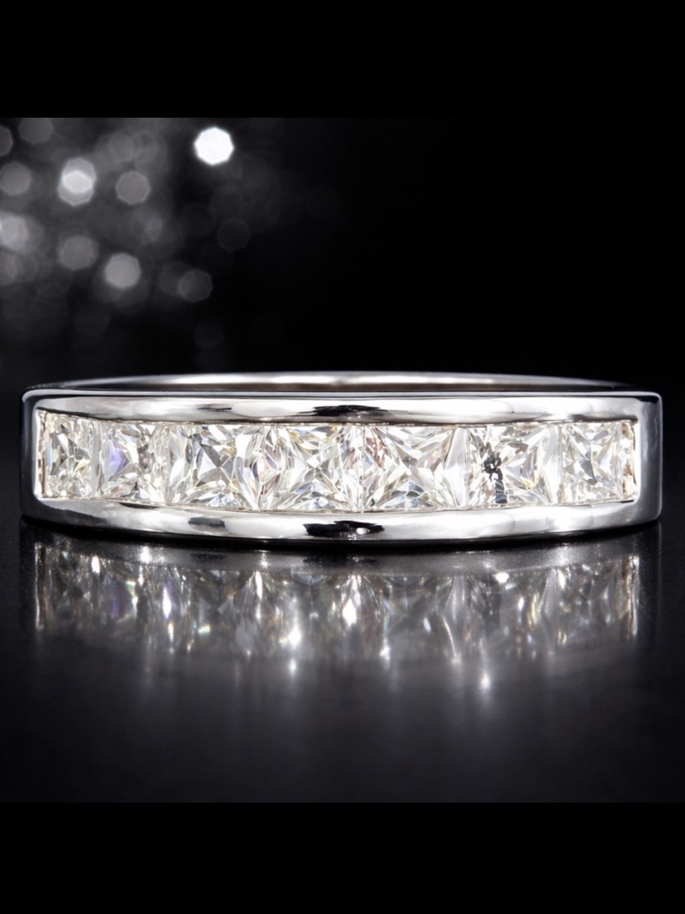Victoria Wieck vintage princess cut channel set wedding anniversary band ring